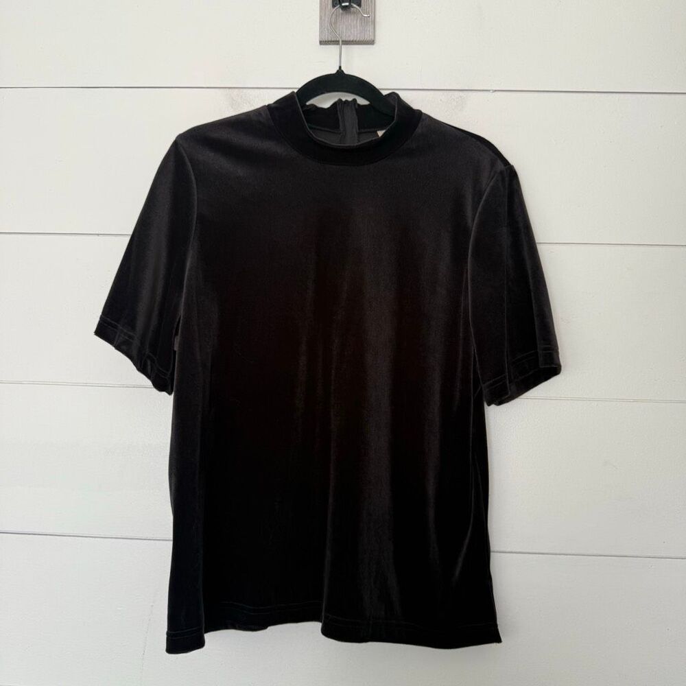 Teddi Women’s XL Black Vintage Velvet Blouse Top